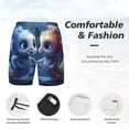 thumbnail image 3 of Yiaed Cute Fish Flower Couple Print Mens Swim Trunks Bathing Suit Compression Liner Beach Swim Shorts Swimwear Quick Dry Zipper Pocket No-Chafing Board Short-Large, 3 of 6