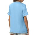thumbnail image 4 of Plebaso Hauts Mignons pour Femmes, T-Shirts à Manches Courtes à Volants, Col Rond, Couleur Unie, Blouses d'Été Décontractées, 4 of 7