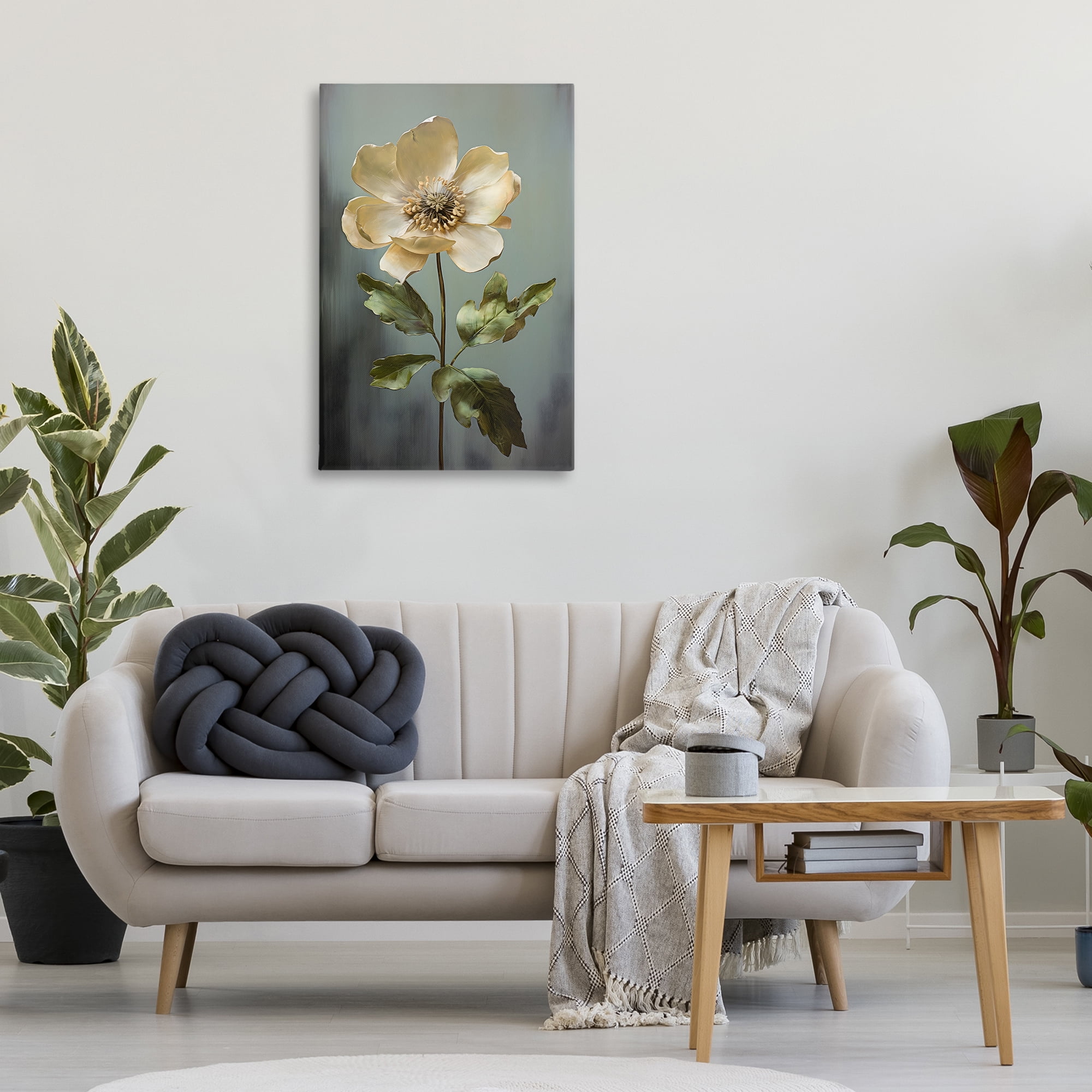 Stupell Industries White Floret Bloom Botanical & Floral Painting Gallery Wrapped Canvas Art Print Wall Art, 24 x 36