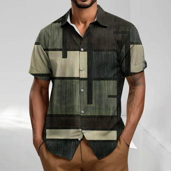 Jjayotai George Shirts for Men Button Down, Mens Short Sleeve CasuaL Graphic Printed Shirt, Summer Business Pattern Dressy Top, True Classic Tees Men