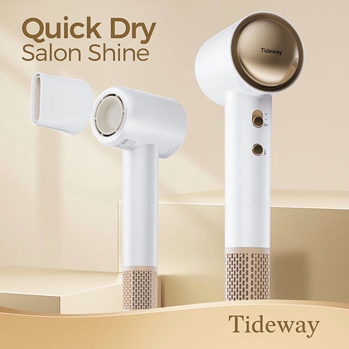 Tideway M02 High-Speed Hair Dryer with Diffuser, 110,000 RPM Brushless Motor, Ionic Care, 4 Heat Settings, Smart Thermo Control, Gold