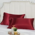 thumbnail image 5 of Burgundy Satin King Pillowcase Set 20 X 40 Silky Soft Hair Skin Care 2 Pack, 5 of 6