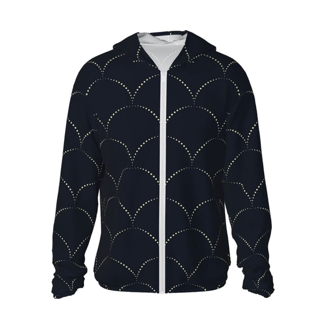 Fotbe Black Fish scales Chaqueta con Protección Solar UPF 50+ para Hombre y Mujer, Camisa con Capucha y Bolsillos-Medium