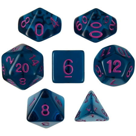 UPC: 0753569895661 | Set of 7 Dice – Argon Ocean – Transparent Blue with Red Paint