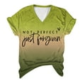 thumbnail image 3 of OSOLU Women Not Just Forgiven Gradient Letter Print Tops Short Sleeve V-Neck T-Shirt Tee Tops Trendy Dailywear, 3 of 3