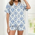 thumbnail image 5 of YanHoo Pajama Set for Women 2 Piece Lounge Set Short Sleeve Button Down Pocket Tops and Shorts Cute Printed Soft Sleepwear, 5 of 7