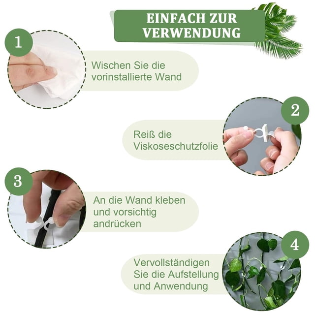 Clips autoadhesivos para plantas trepadoras, 30 verdes + 10 blancos, soportes de pared, perfectos para sujetar plantas, paquete de 40