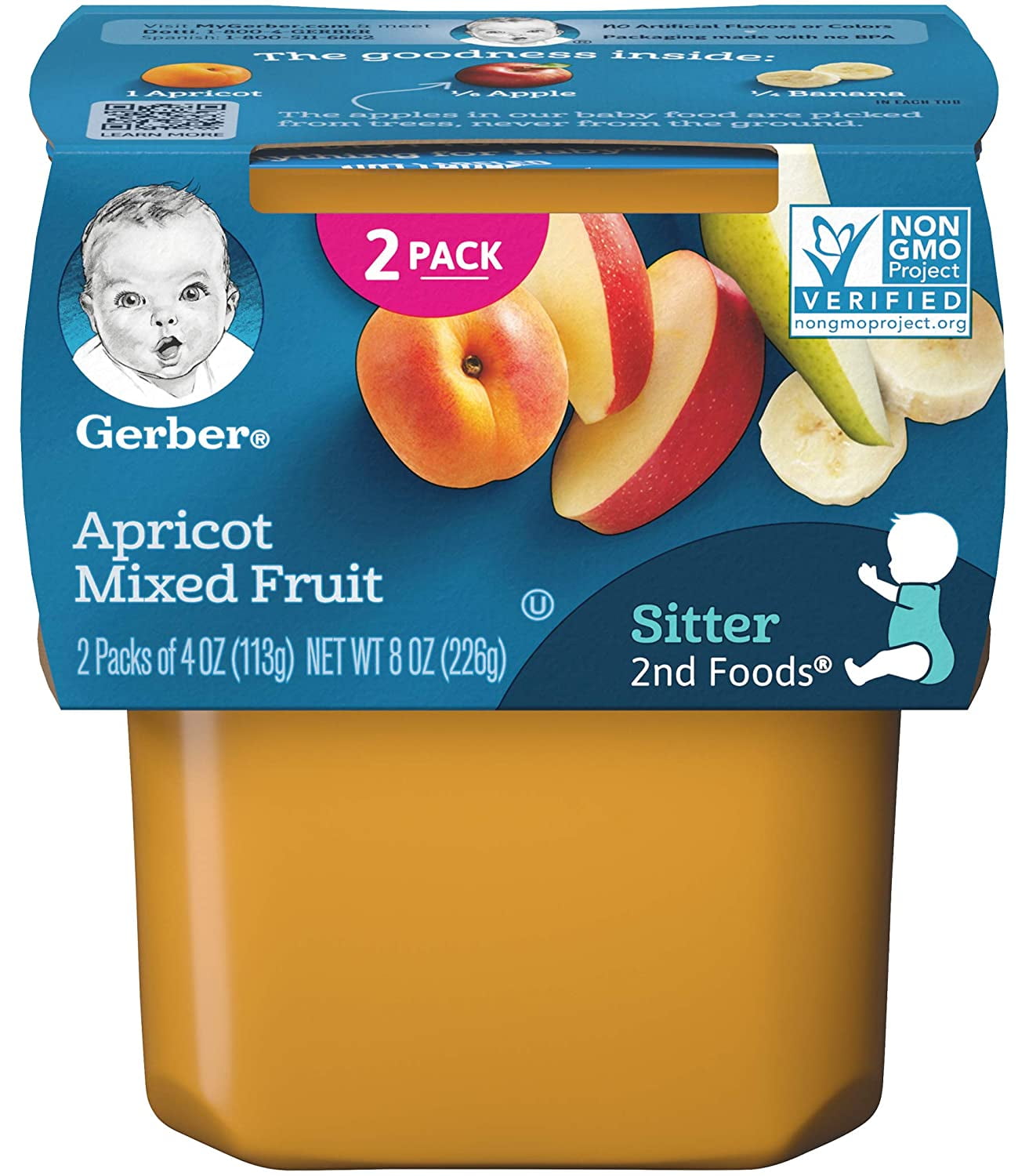 Natural para Bebês, 2os Alimentos, Mistura de Frutas de Damasco, 2  Embalagens, 113 g (4 oz)