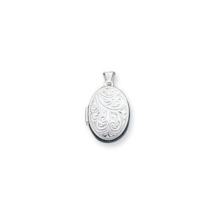 Jewelryweb Sterling Silver Scroll Oval Locket