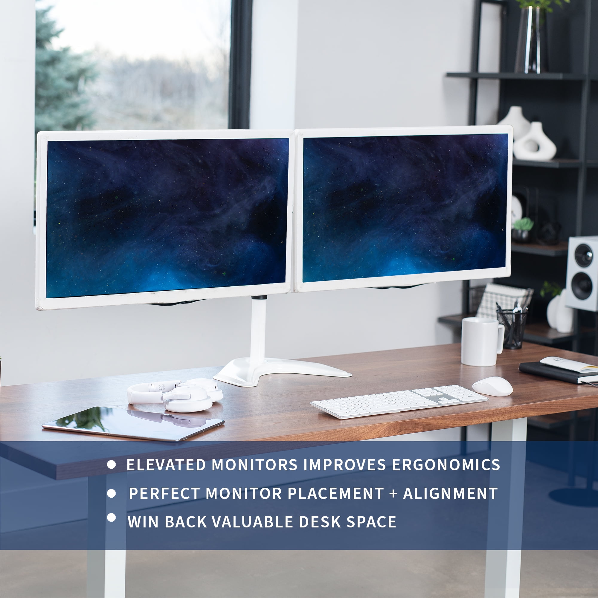 VIVO White Dual Monitor Articulating Desk Stand Mount, Fits Up to 32" Screens