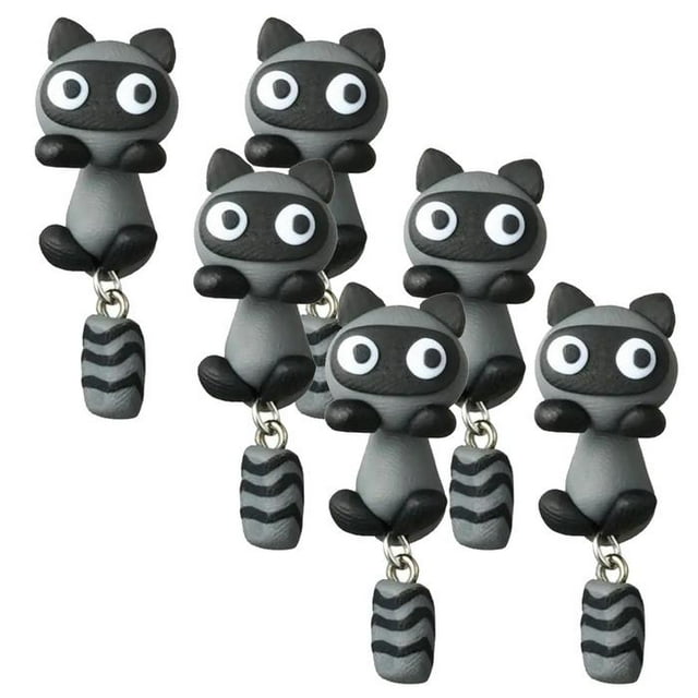 Aretes de Silicona VentDepot EarringRaccoon01 3Pzas Mapache Tuerca Gris Silicona