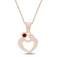 thumbnail image 3 of AFFY Round Simulated Garnet Mom Love Heart Pendant Necklace 14K Rose Gold over Silver, 3 of 5