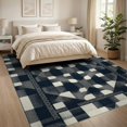 thumbnail image 3 of ODIKA 8'x10' Washable Area Rug Checkered Symmetrical Layout Minimalist Entry Music Geometric for Dining Room, Large Office, Lounge, Non-Slip Chair-Friendly Mat, 3 of 7
