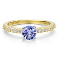 thumbnail image 3 of Gem Stone King 14K Two Tone Gold Blue Tanzanite and Lab Grown Diamond Engagement Ring for Women | 0.62 Cttw | Round 5MM | Gemstone December Birthstone | Size 7, 3 of 6