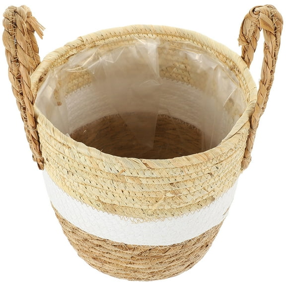 FELTECHELECTR Seagrass Woven Basket Planter for Plants and Flowers in Beige Most Spaces 12.5 Inches