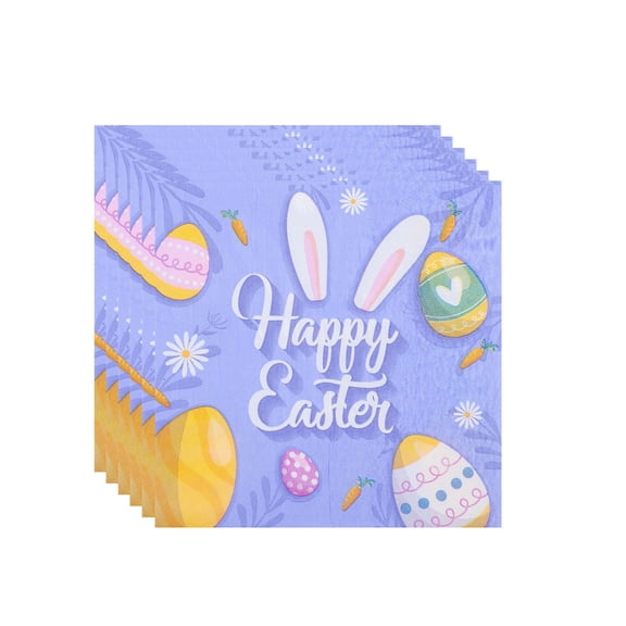 Happy Easter Paper Napkins Egg Napkins Spring Floral Beverage Napkins Bunny Egg Cocktail Napkins Home Family Dinner Holiday Easter Party Supplies