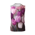 thumbnail image 6 of Lsque Purple And Pink Tulip Bouquet Print Men's Cotton Blend Sleeveless Muscle Shirts (S-3XL)- Moisture Wicking, Odor Protection, UPF 30+,XX-Large, 6 of 8