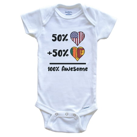 

50% American 50% Sri Lankan 100% Awesome Sri Lanka Heart Flag Baby Bodysuit