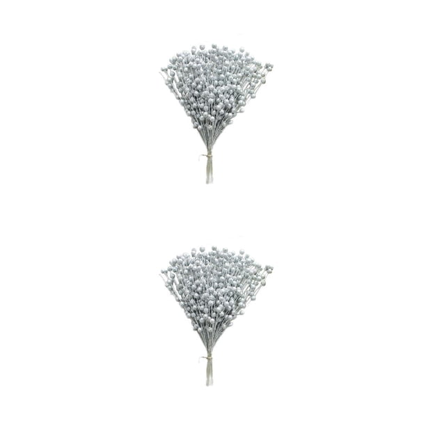Ramo de Bayas Artificiales Inteprter Oficina Navidad Decoración Floral Plata 2Conjunto