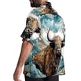 thumbnail image 3 of Yak Men's Short Sleeve Spread Collar Beach Shirts Casual Printed Button Down Unisex Summer Tops, 3 of 6