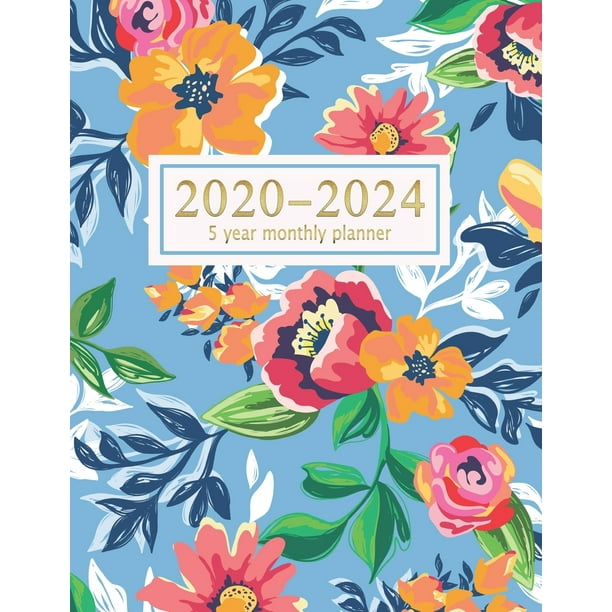2020-2024 5 Planner Flower Watercolor: 5 year monthly planner 2020-2024