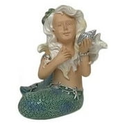 Angle View: 4 inch Green and Blue Mermaid With Shell Figurine