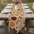 thumbnail image 6 of Orange Fall Table Runner Linen Burlap Table Runner 48 Inches Long Autumn Pumpkins Botanical Thanksgiving Dresser Scarves for Kitchen Island Coffee Dining Room Party Wedding Holiday Decoration 13"x48", 6 of 8