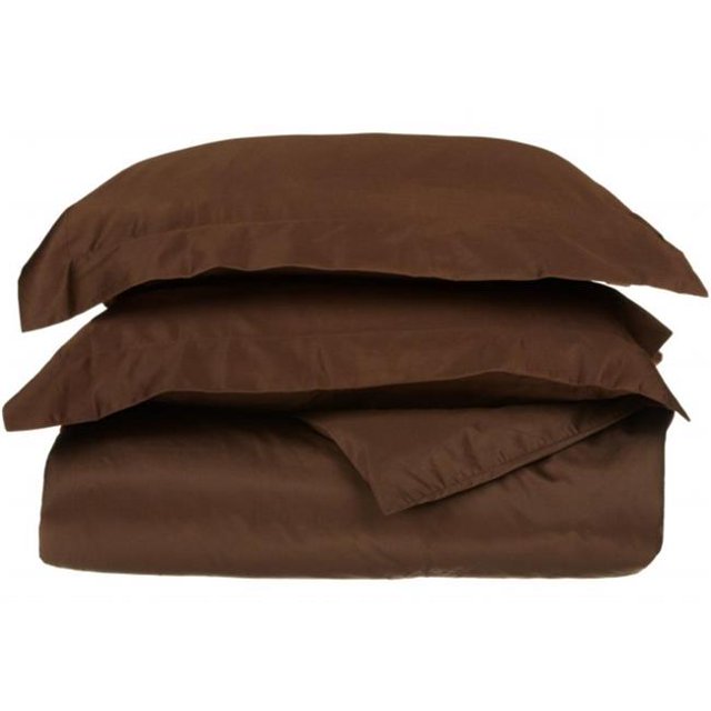 530 Thread Count Egyptian Cotton Full/ Queen Duvet Cover Set Solid Chocolate