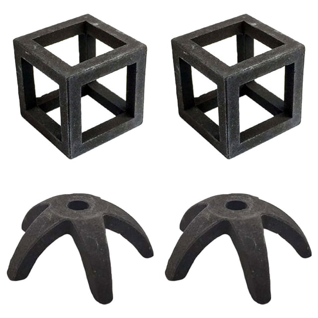 4Pcs Shrimp Hiding Cave Delicate Fish Cave Decorative Aquarium Decor Fish Tank Accessory. The set includes two cube-shaped and two starfish-shaped pottery clay structures in a dark finish. Designed for aquariums, these decorations provide hiding and resting spots for fish and shrimp. Crafted with fine details, they are sturdy, safe, and do not pollute water. Suitable for aquarium decoration or as tabletop ornaments.