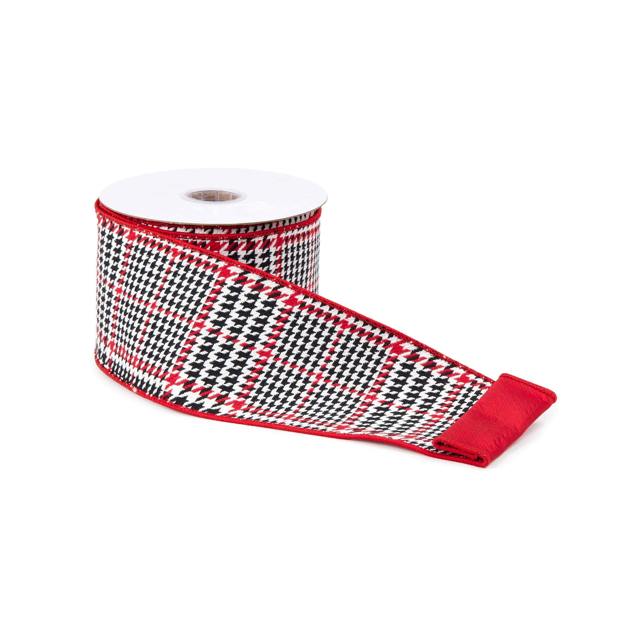 Melrose 91839DS 4 in. x 10 Yard Cotton Wired Ribbon - Black, Red & White