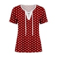 thumbnail image 5 of MORESEC Women Plus Size Short Sleeve V Neck Tie Front Polka Dot Blouses Dressy Casual Tops Cute Tee Shirts Summer Vacation Party Clothes, Red 2XL, 5 of 5