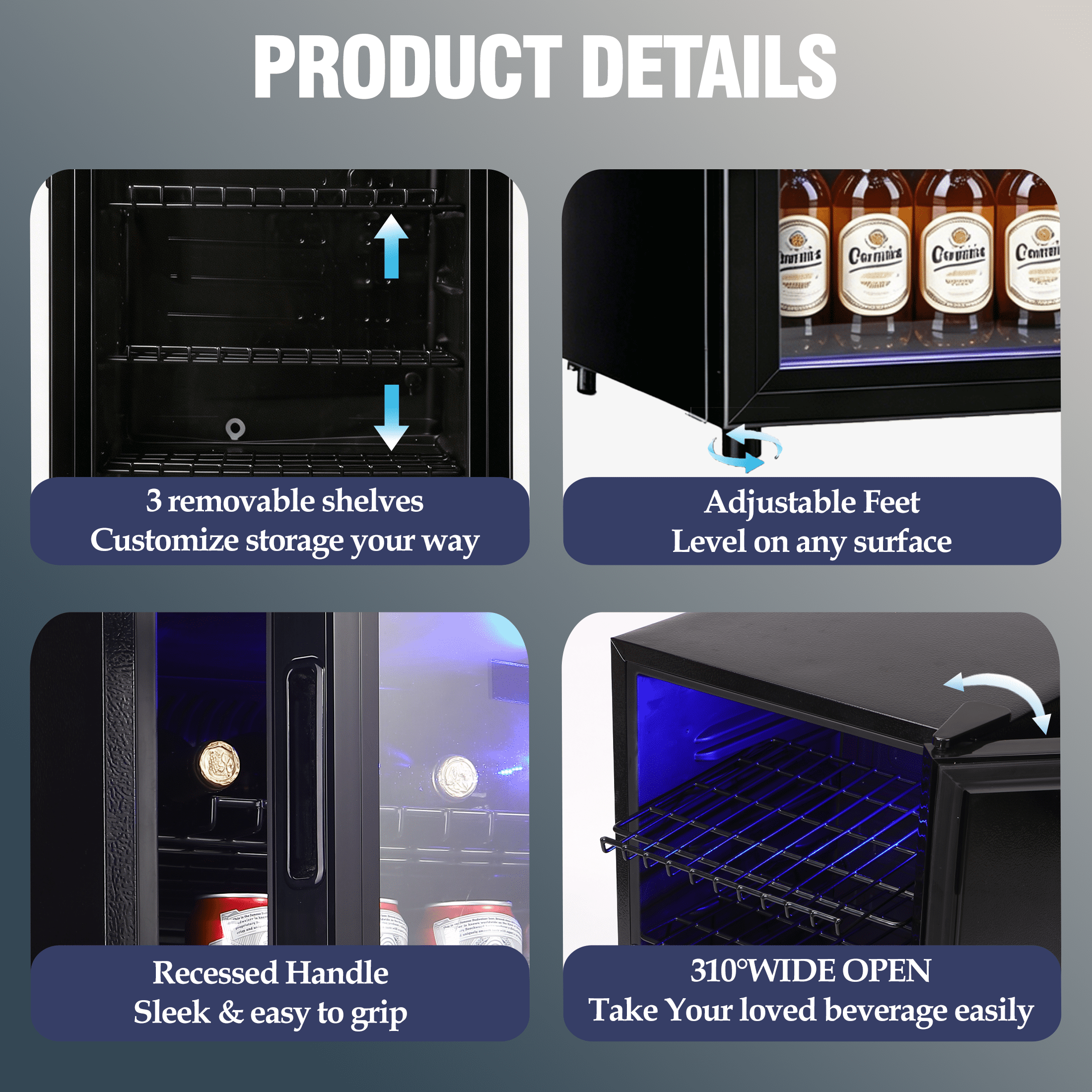 CALLIEVER 120 Can Fire-Resistant 35 CuFt Beverage Refrigerator with Glass Door, 110 V