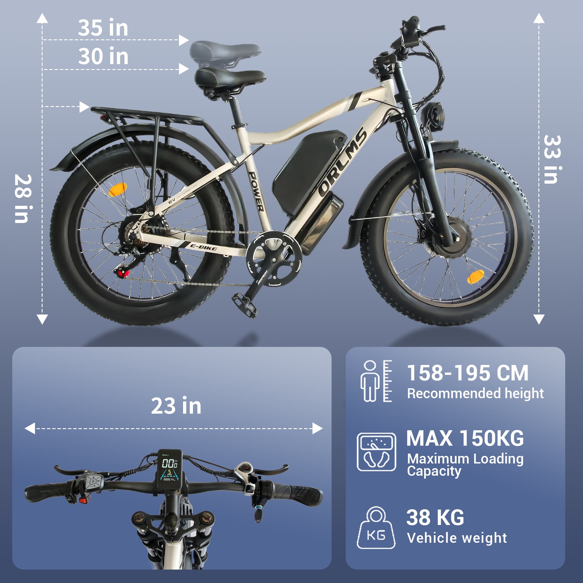 Electric Dirt Bike, 5000W Peak 52V 25AH Dual Motor Ebike for Adult, 38MPH E - Bicycle with 24" Fat Tire All Terrain, Full Suspension & Hydraulic Disc Brake, 7-Speed Long Range