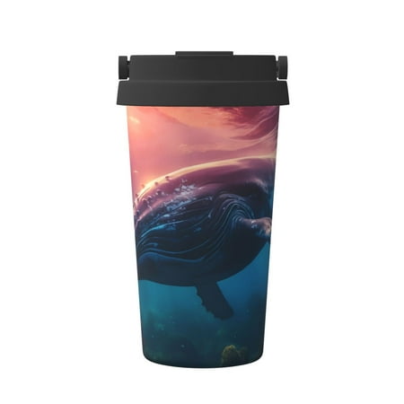

Logiee Sunshine Ocean Whale Print Stainless Steel Coffee Tumbler Travel Coffee Mug Insulated Coffee Mug with Lid Spill Proof Coffee Cup Portable Thermal Mug