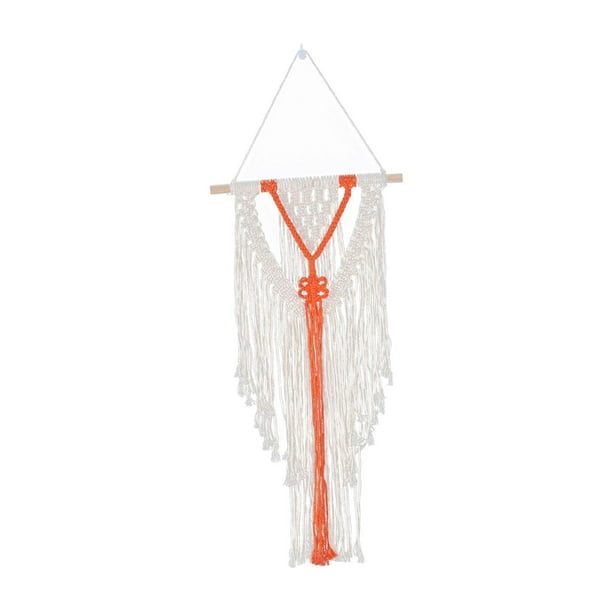 Colgante de pared de macramé, tapiz tejido, boho bohemio telón de fondo artesanal colgante hecho a mano elegante decoración de arte de pared, borla