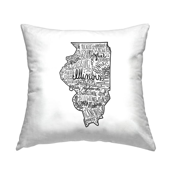 Stupell Industries Illinois State Cities Typography Map Design by Saturday Evening Post Throw Pillow