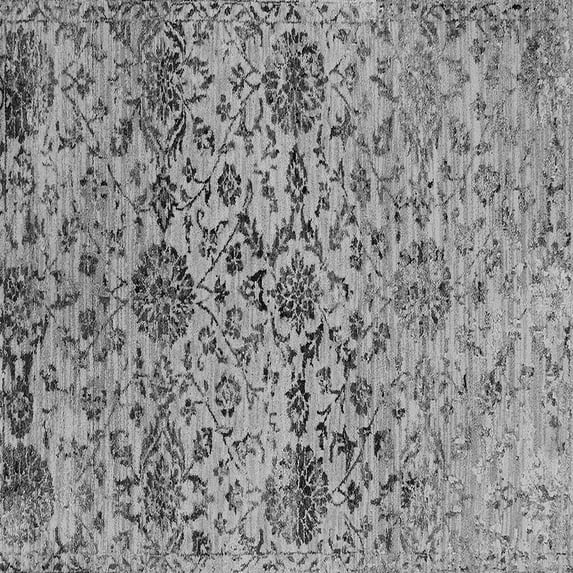 Ahgly Company Indoor Square Oriental Gray Industrial Area Rugs, 3' Square