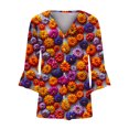 thumbnail image 4 of LOVZFMLL Cardigan pour Femmes 2025 Halloween Boutons Cardigan Imprimé Citrouilles Manches 3/4 Col Décontracté, 4 of 5