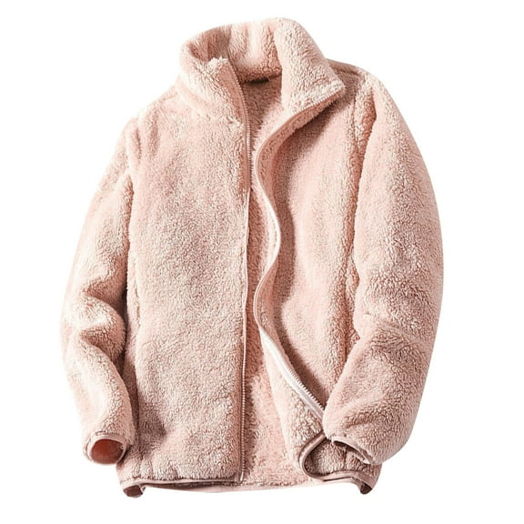 UJNDER Women Overcoat Winter Plus Size Warm Outwear Zipper Coat Loose Lapel Casual Thicken Outercoat for Women Pink XL