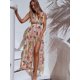 thumbnail image 1 of Vestido largo de fiesta fluido con estampado floral dividido con botones para mujer Multicolor WD.WDQZL Ropa, 1 of 4