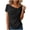 Black, variant on Staron Women's Casual Solid Color Pleated Short Sleeve Round Neck Blouse Shirts Basic Comfy Relaxed Fashion Top, Green XL