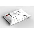 thumbnail image 2 of Ambesonne Black White Pillow Sham 2 Pack, Silhouette Couple, 26"x20", Vermilion Black, 2 of 3