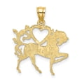 thumbnail image 3 of Auriga Fine Jewelry 14K Yellow Gold Textured Heart and Horse Charm (L - 24.4 mm, W - 16.8 mm) for Women, 3 of 6