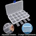 thumbnail image 3 of DARUITE Plastic Organizer Box Small Clear Storage Containers with Lid Adjustable Compartments Organizers for Tool, Jewelry, Tackle, Earring, Craft, Beads - 4PCS, 15 Grids, 3 of 6