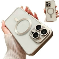 Dteck for iPhone 15 Pro Max Case with Camera Lens Protector,Compatible with MagSafe,Slim Fit Yellowing Resistant Anti-Scratch Back Clear Plating Magnetic Phone Case for iPhone 15 Pro Max,Gray