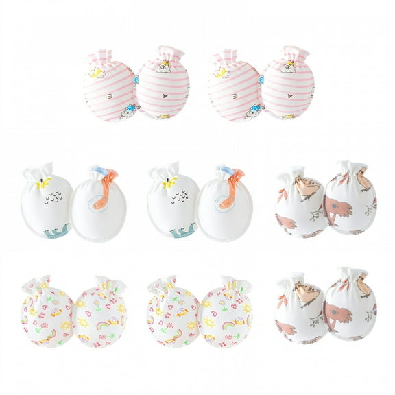 TELOLY 8 Pairs Baby Mittens,Cotton Mittens for Newborn Baby Boy,No Scratch Newborn Mittens,Style1