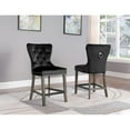 thumbnail image 3 of Tufted Black Velvet Counter Height Chairs with Chrome Handle (Set of 2), 3 of 5