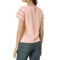 thumbnail image 3 of INSPIRE CHIC Women's Casual Lace Sleeve Cotton Lace Panel Blouse Pink XL, 3 of 6