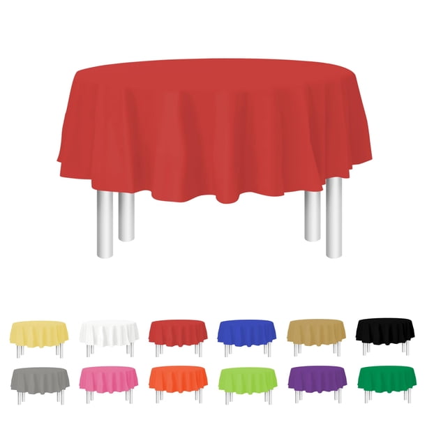 Mantel de plástico para fiestas, tamaño rojo, para mesas redondas, 84 pulgadas