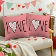 thumbnail image 4 of Tuvgenk Valentines Day Linen Pillow Cover 18x18 Inch Heart Print Square Decorative Cushion Case with Hidden Zipper for Sofa Bed, 4 of 6